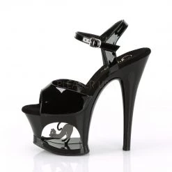 Pleaser Shoes MOON-709CAT Black-Silver Platform Sandal