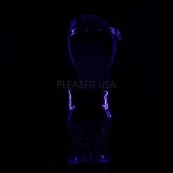 Pleaser MOON-709RhinestoneS Black Patent Platform Sandal