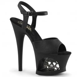 Pleaser MOON-709SK Black Faux Leather Platform Sandal Shoes