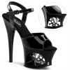 Pleaser Shoes MOON-709SK Black-Pewter Platform Sandal