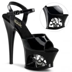 Pleaser Shoes MOON-709SK Black-Pewter Platform Sandal