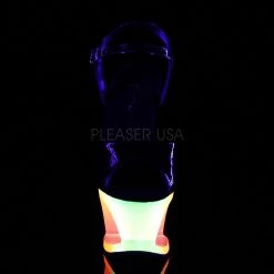Pleaser MOON-709UV Black Patent /Neon Multi Platform Sandal