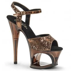 Pleaser Shoes MOON-710GT Bronze Glitter/Bronze Tinted Platform Sandal