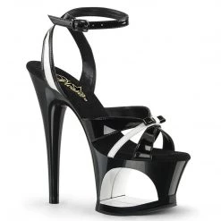 Pleaser MOON-728 Black-White Patent/Black Platform Sandal