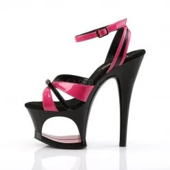 Pleaser MOON-728 Hot Pink-Black Patent Platform Sandal
