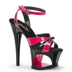 Pleaser MOON-728 Hot Pink-Black Patent Platform Sandal