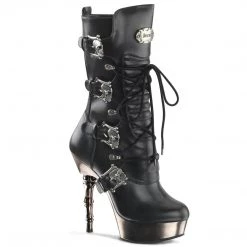 Demonia Boots MUERTO-1026 Black Vegan Leather/Pewter Boot
