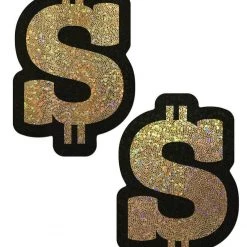 Pastease Money: Gold Glitter Dollar Sign Nipple Pasties