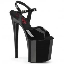 Pleaser NAUGHTY-809 Black Patent Platform Sandal Shoes
