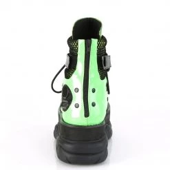 Demonia NEPTUNE-126 Black-Green Patent Multi Ankle Boot Boots