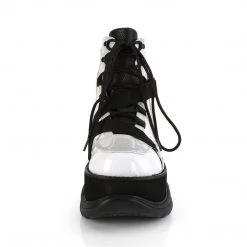 Demonia Boots NEPTUNE-181 White Vegan Leather Multi Ankle Boot