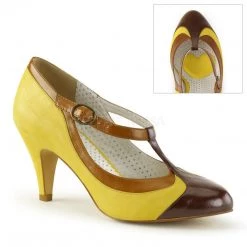 Pin Up Couture Shoes PEACH-03 Yellow Multi Faux Leather