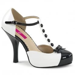 Pleaser Pink Label Shoes PINUP-02 Black-White Patent