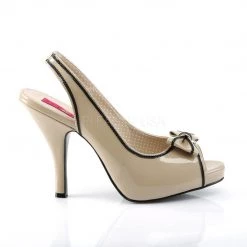 Pleaser Pink Label PINUP-10 Cream-Black Patent
