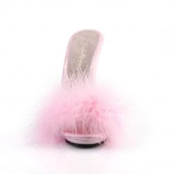 Fabulicious Shoes POISE-501F Baby Pink Satin-Marabou Fur/Baby Pink