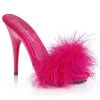 Fabulicious POISE-501F Hot Pink Satin-Marabou Fur/Hot Pink Shoes