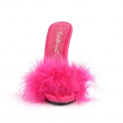Fabulicious POISE-501F Hot Pink Satin-Marabou Fur/Hot Pink Shoes