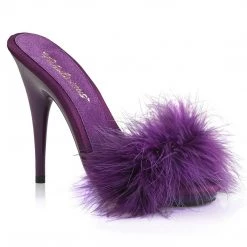 Fabulicious Shoes POISE-501F Purple Satin-Marabou Fur/Purple