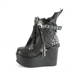 Demonia Coming Soon (Pre-Order) POISON-107 Black Vegan Leather Ankle Boot