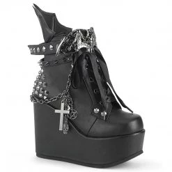 Demonia Coming Soon (Pre-Order) POISON-107 Black Vegan Leather Ankle Boot