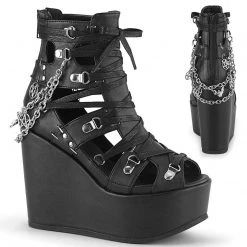 Demonia POISON-95 Black Vegan Leather Ankle Boot Boots