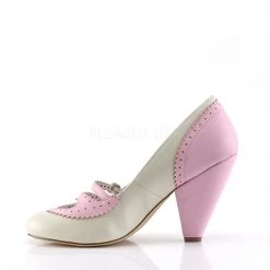 Pin Up Couture POPPY-18 Baby Pink-Cream Faux Leather Shoes