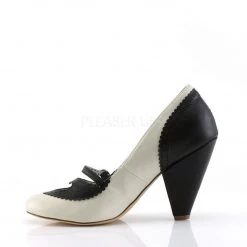 Pin Up Couture POPPY-18 Black-Cream Faux Leather Shoes