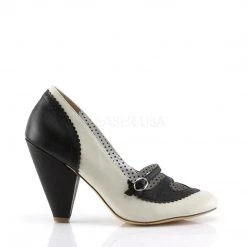 Pin Up Couture POPPY-18 Black-Cream Faux Leather Shoes