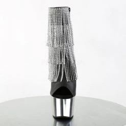 Boots Pleaser ADORE-1024RhinestoneF Black Faux Leather-Silver/Silver Chrome Ankle Boot Ankle Boot