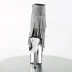 Boots Pleaser ADORE-1024RhinestoneF Black Faux Leather-Silver/Silver Chrome Ankle Boot Ankle Boot