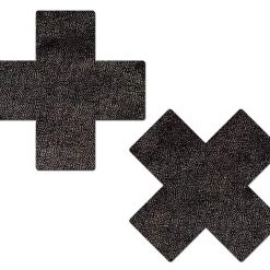 Pastease Plus X: Liquid Black Cross Nipple Pasties