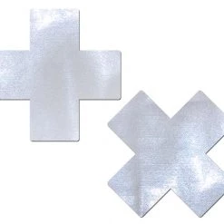 Pastease Plus X: Liquid White Cross Nipple Pasties