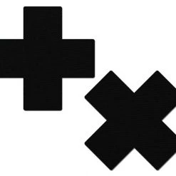 Pastease Plus X: Matte Black Cross Nipple Pasties