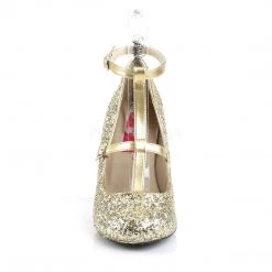 Pleaser Pink Label QUEEN-01 Gold Glitter-Metallic Pu Shoes