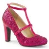 Pleaser Pink Label QUEEN-01 Hot Pink Glitter-Patent 1 Pleaser Pink Label QUEEN-01 Hot Pink Glitter-Patent