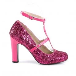 Pleaser Pink Label QUEEN-01 Hot Pink Glitter-Patent 12 Pleaser Pink Label QUEEN-01 Hot Pink Glitter-Patent