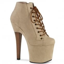 Pleaser RADIANT-1005 Beige Faux Suede/Beige Faux Suede Ankle Boot