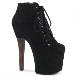 Pleaser RADIANT-1005 Black Faux Suede Ankle Boot Boots