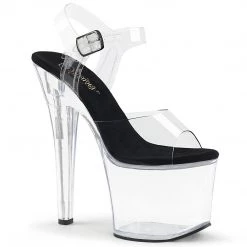 Pleaser RADIANT-708 Clear-Black/Clear Platform Sandal Shoes