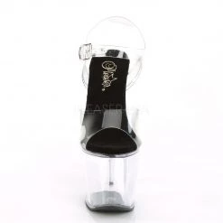 Pleaser RADIANT-708 Clear-Black/Clear Platform Sandal Shoes