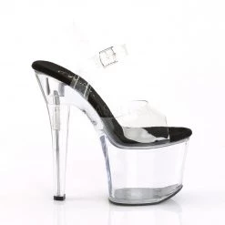 Pleaser RADIANT-708 Clear-Black/Clear Platform Sandal Shoes 12 Pleaser RADIANT-708 Clear-Black/Clear Platform Sandal Shoes