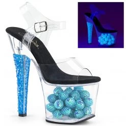 Pleaser RADIANT-708NSB Clear/Neon Ice Blue Platform Sandal