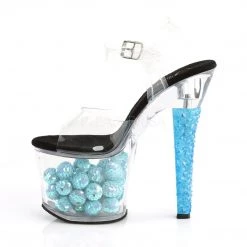 Pleaser RADIANT-708NSB Clear/Neon Ice Blue Platform Sandal