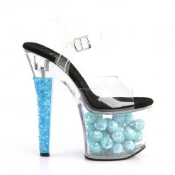 Pleaser RADIANT-708NSB Clear/Neon Ice Blue Platform Sandal