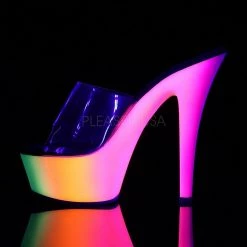 Pleaser Shoes RAINBOW-201UV Clear/Neon Multi Slide