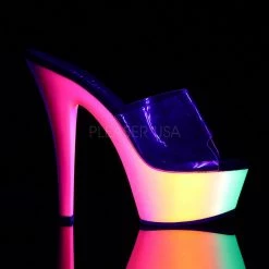 Pleaser Shoes RAINBOW-201UV Clear/Neon Multi Slide