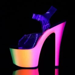 Pleaser Shoes RAINBOW-308UV Clear/Neon Multi Platform Sandal
