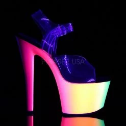 Pleaser Shoes RAINBOW-308UV Clear/Neon Multi Platform Sandal