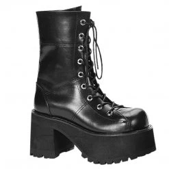 Demonia Boots RANGER-301 Black Vegan Leather Calf Boot