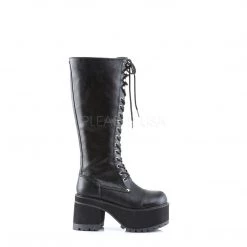 Demonia RANGER-302 Black Vegan Leather Knee Boot Boots